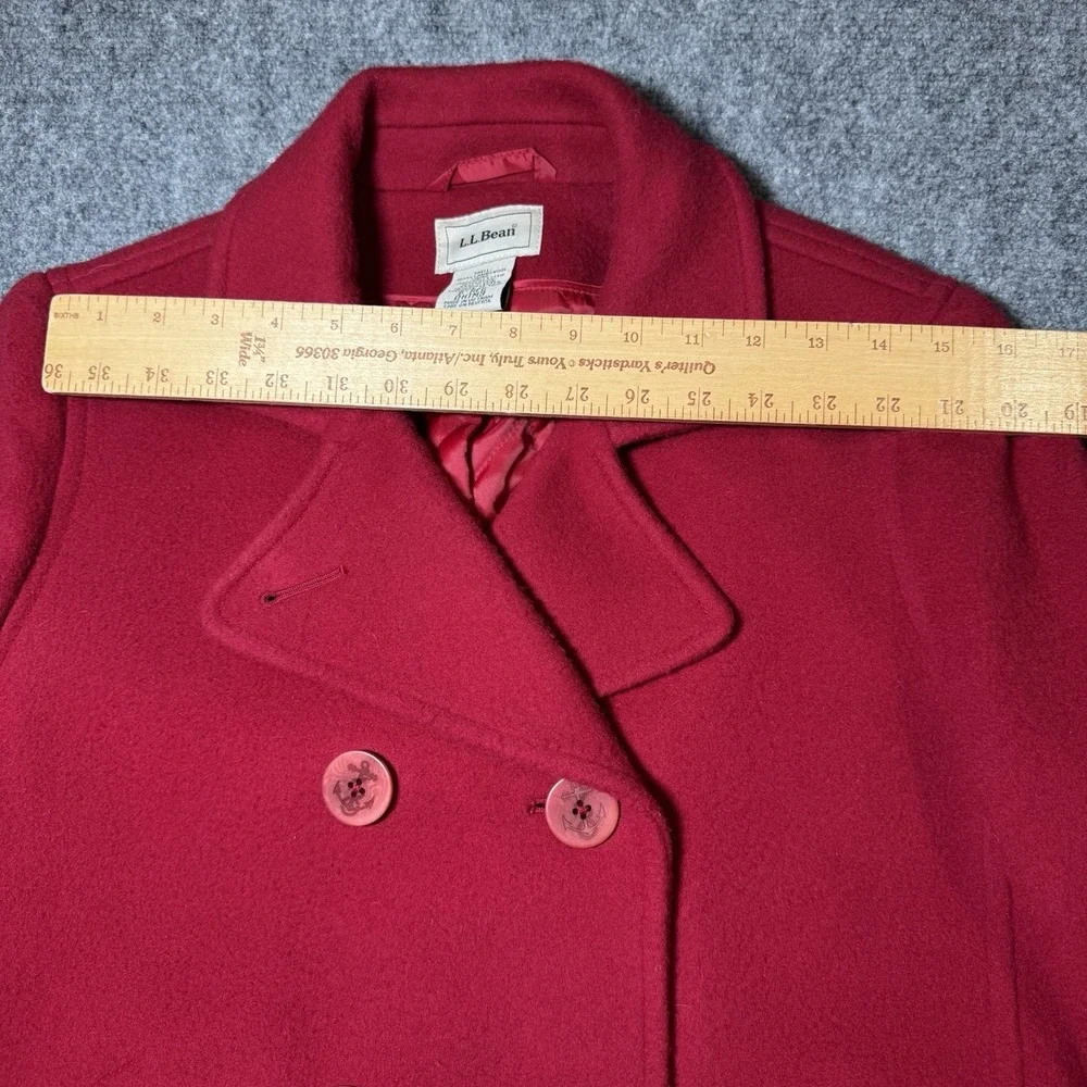 L.L. Bean Lambswool Pea Coat Jacket Women Sz 6 Double Breasted Anchor Thinsulate